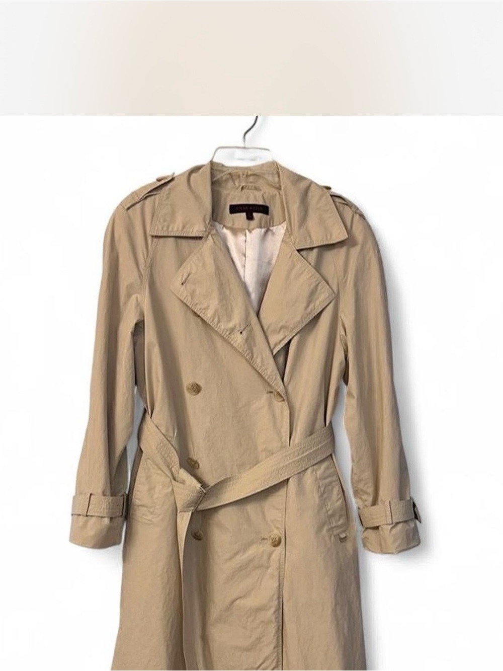 Anne Klein Vintage Y2K Women's Trench Coat with Belt In Light Tan